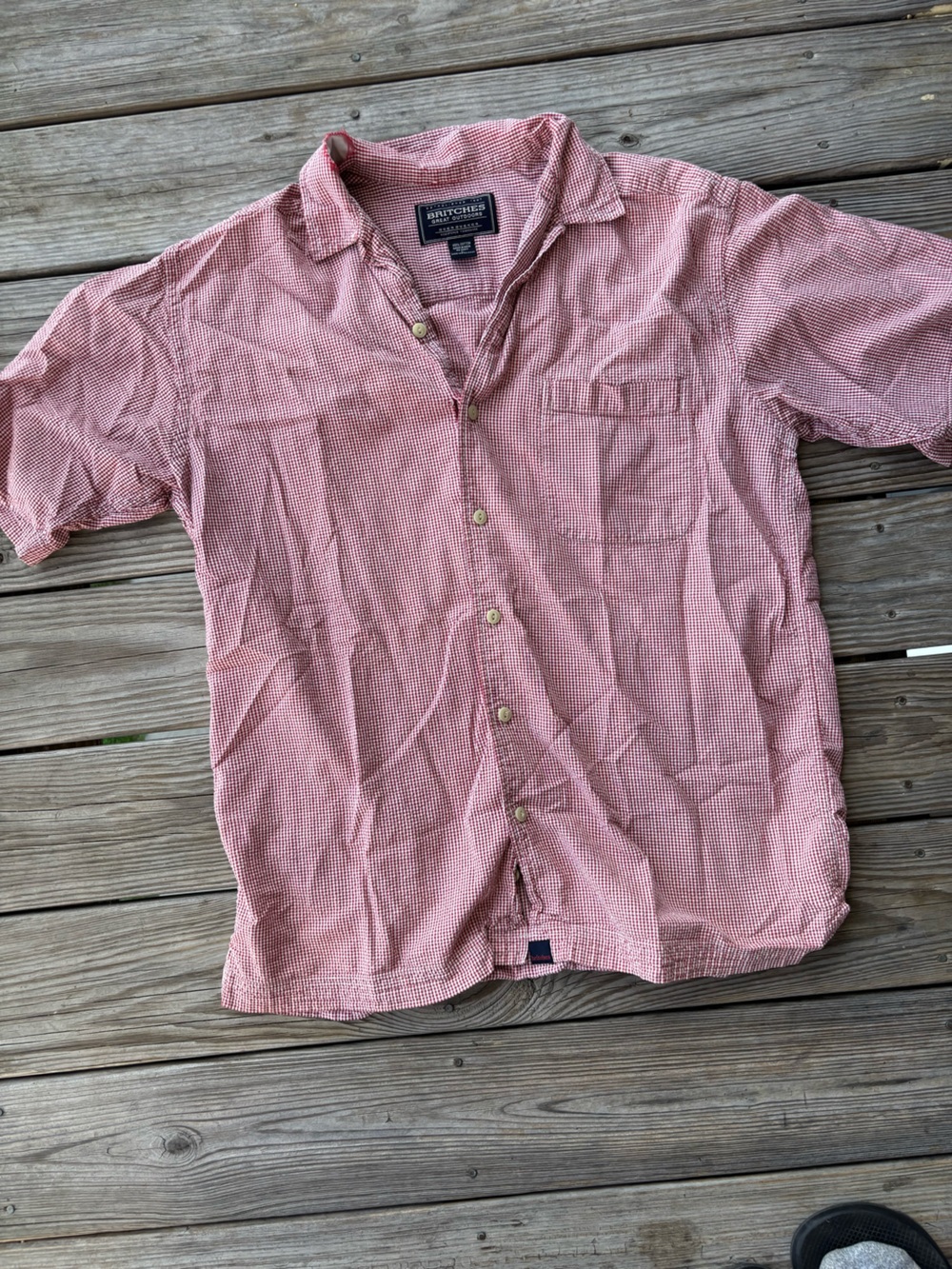 Beater Distressed Britches Red Checked Button Up Shirt - Unbranded